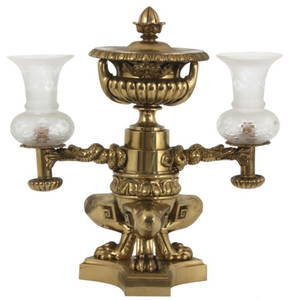 Gilt Brass Double Argand Lamp