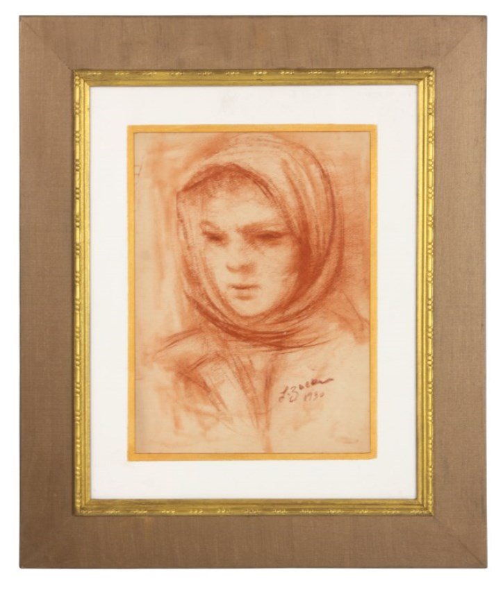 Jacques Zucker Pastel On Paper Portrait: Jacques Zucker (1900-1981, New York) sanguine pastel on paper portrait of a woman, singed J. Zucker and dated 1930, in very good condition with no rips, tears or staining. 13 in. high x 9.5 in. wide.