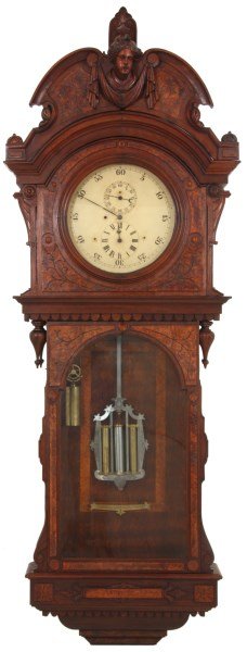 George A. Jones Astronomical Regulator: George A. Jones Astronomical Regulator. Original 16 in. painted metal astronomical dial with outer dial having 5 minute numbers, sub seconds dial over a sub hour dial and good original hands; quality 