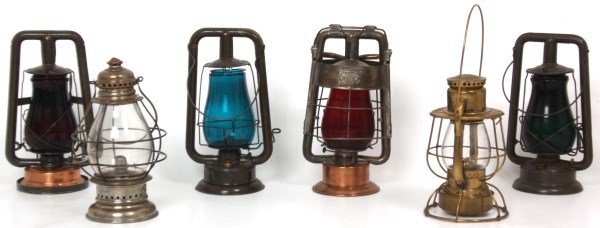 6 Lanterns: 6 Lanterns (Brass, Copper, Tin w/ Clear, Red & Green Shades)
