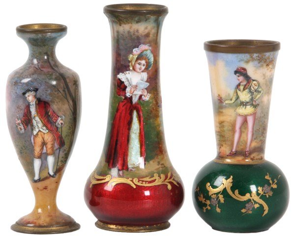 3 Miniature Enamel Decorated Vase (1 of 7)