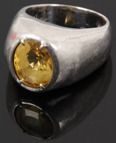 Platinum Ring w/ Large Yellow Topaz (1 of 6)
