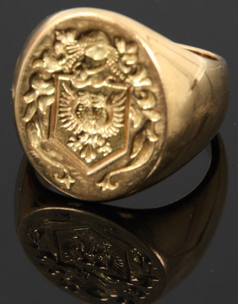18K Gold Ring Man's w/ Shield (1 of 4)