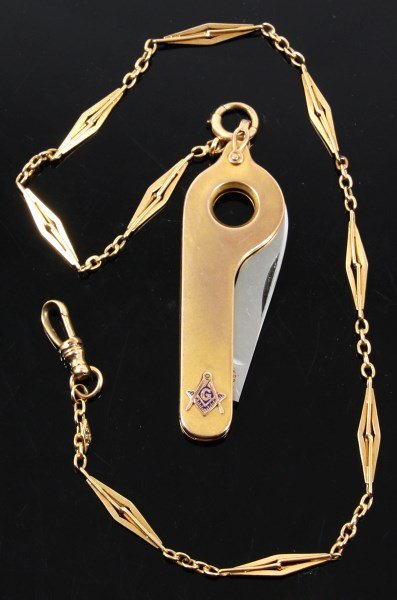 18K Gold Chain & Masonic Knife (1 of 5)