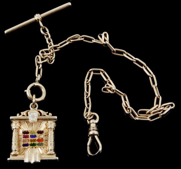 14K Gold Masonic Chain & Fob (1 of 3)