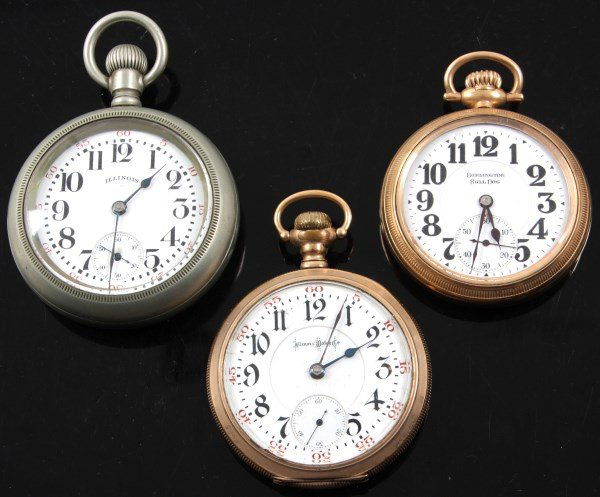 Lot of 3 Illinois Pocket Watches (1 of 10)