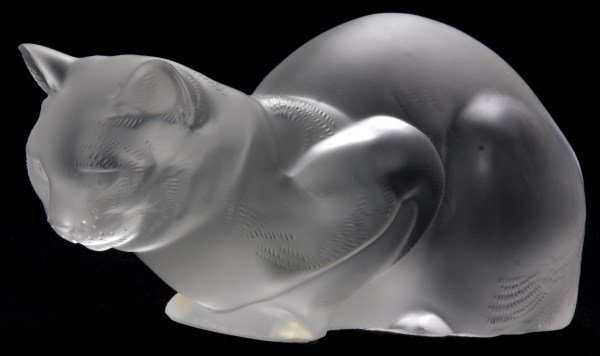 Large Lalique Glass Crouching Cat (1 of 6)