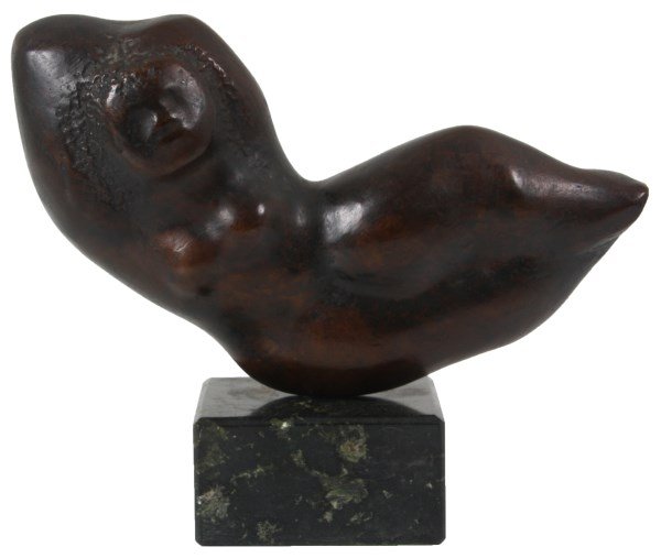Chaim Gross Bronze Reclining Nude: Chaim Gross (1904-1991) bronze figure of a reclining nude female, on a marble base. Signed “Chaim Gross, 1/6”. In good condition with a nice medium brown patina. 8.5 in. high x 10 in. wide x 3.25