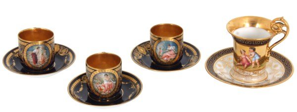 4 Pcs. Cobalt Cups & Saucers (1 of 10)