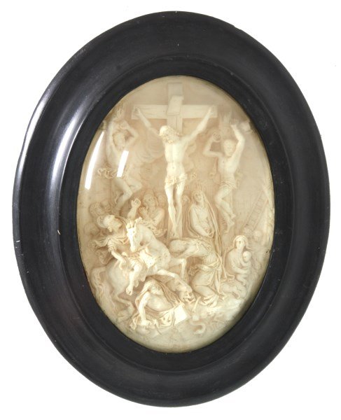 Large Framed Ivorine Oval Relief Plaque (1 of 10)