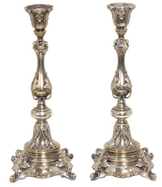 Pr. Fancy Silver Plated Candlesticks (1 of 6)