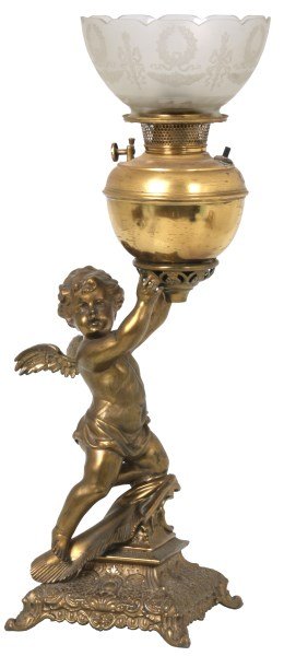 Figural Winged Putti Banquet Lamp (1 of 9)
