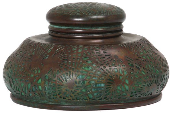 Large Round Tiffany Pine Needle Inkwell (1 of 6)