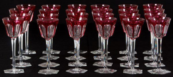 24 Baccarat Cranberry Cut Glass Goblets (1 of 7)