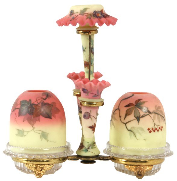 Thomas Webb Burmese Epergne Fairy Lamp (1 of 10)