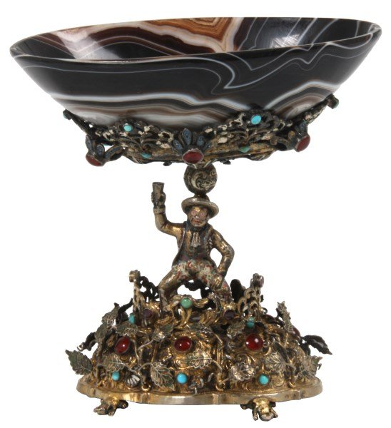 Figural Silver, Jeweled & Agate Compote (1 of 8)