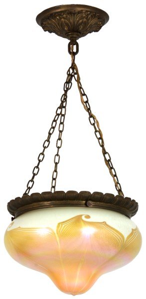 Quezal Hooked Feather Inverted Hall Lamp (1 of 10)