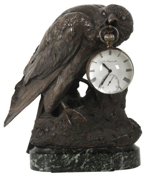 Figural Silver Plated Falcon Ball Clock (1 of 8)