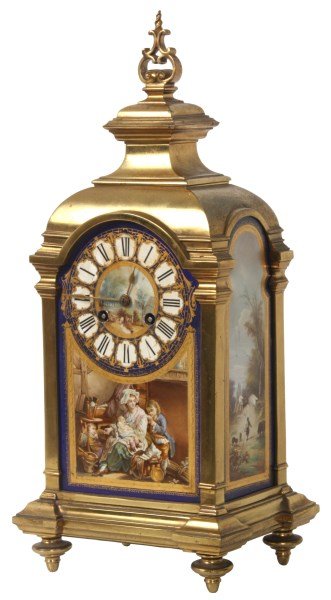 Gilt Brass & Tile Mantle Clock (1 of 10)