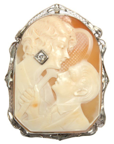 Excellent 14K Cameo Tennis Portrait Brooch (1 of 5)