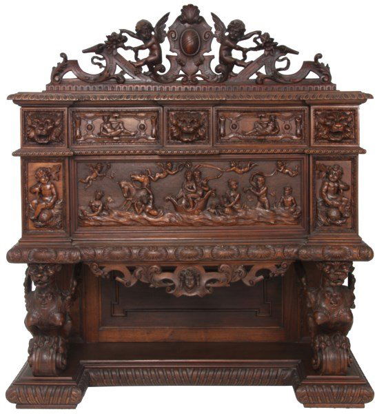 Continental Carved Walnut Winged Griffin Server (1 of 10)