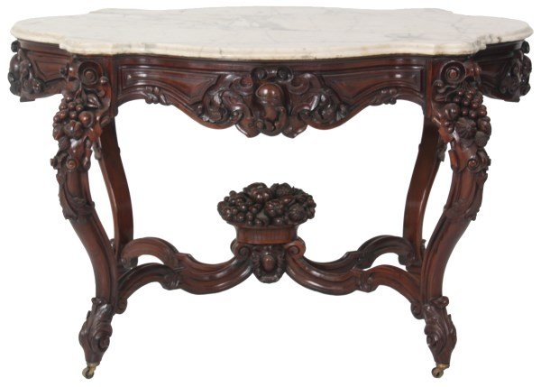 Carved Rosewood Turtle Top Marble Top Table (1 of 10)