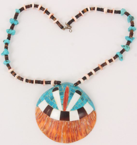 Shell Necklace w/ Turquoise Inlays (1 of 3)