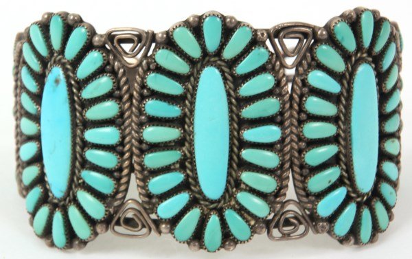 Silver & Turquoise Petit Point Bracelet (1 of 3)