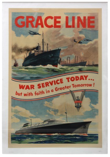 Vintage WWII Grace Line War Poster (1 of 9)