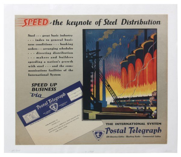 Vintage Postal Telegraph Poster, c.1935 (1 of 8)