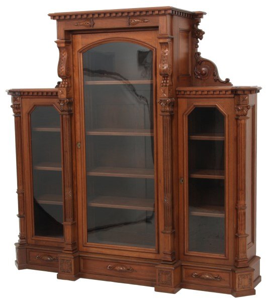 Small Size Walnut Renaissance 3 Door Bookcase (1 of 9)