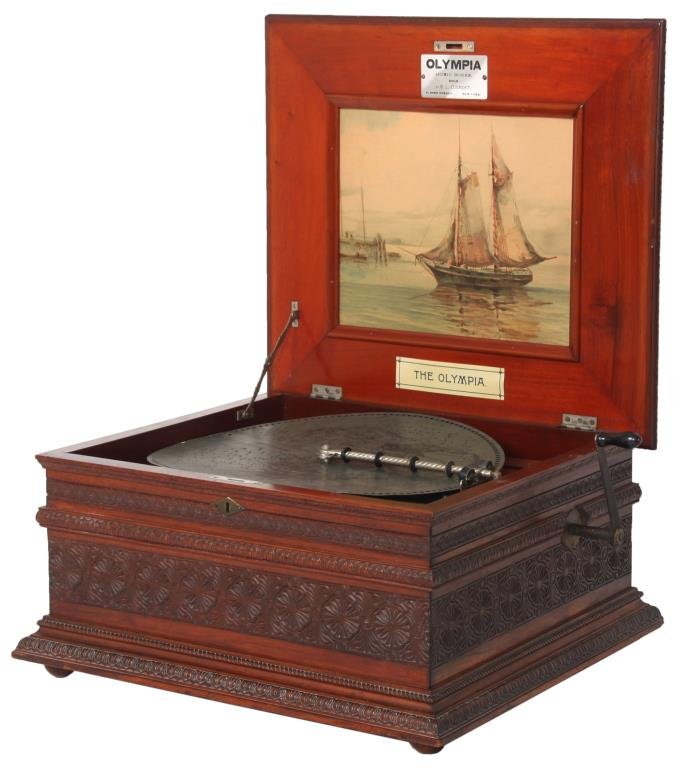 Carved Mahogany Olympia Music Box (1 of 10)