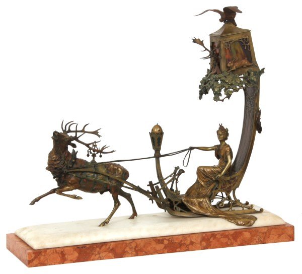 Bergman Bronze Figural Sleigh Lamp (1 of 10)