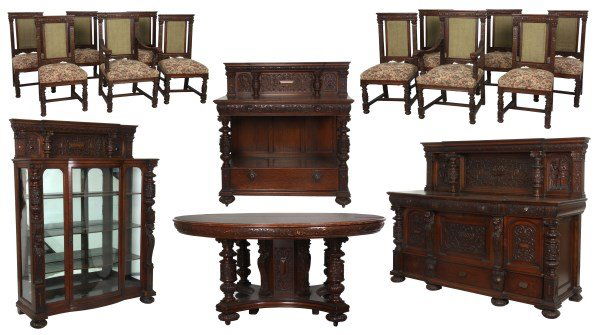 16 Pc. Attr. R. J. Horner Oak Dining Set (1 of 10)