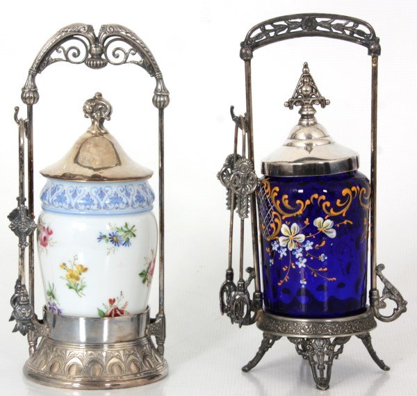 2 Pcs. Silver Plated Pickle Castors (1 of 10)