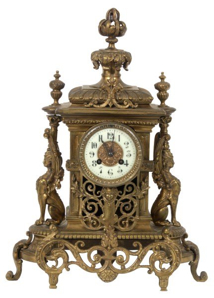 French Bronze Figural Mantle Clock (1 of 10)