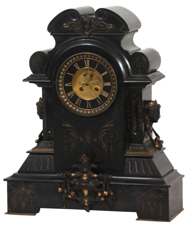 Large Black Marble Mantle Clock (1 of 10)