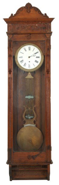 Oak Wall Hanging Jewelers Pinwheel Regulator (1 of 10)