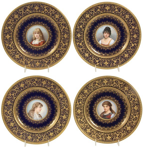 4 German Porcelain 9.5 in. Portrait Plates (1 of 10)