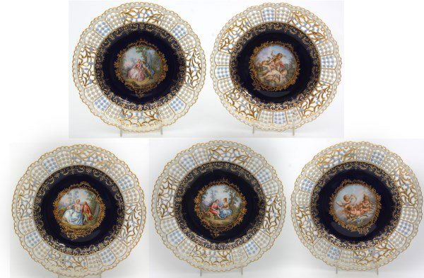5 Meissen 10.5 in. Reticulated Plates (1 of 10)