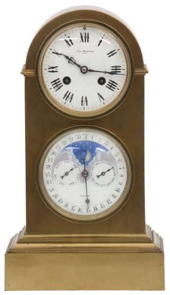 Bronze Double Dial Calendar Mantle Clock (1 of 10)