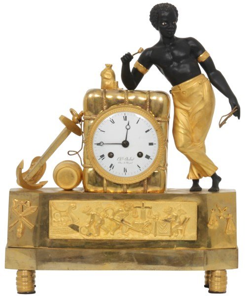 French Figural Blackamore Silk Thread Mantle Clock (1 of 10)