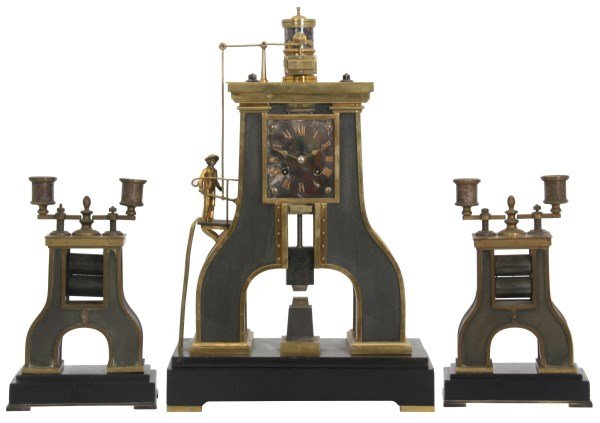 3 Pcs. French Industrial Steam Hammer Clock (1 of 10)