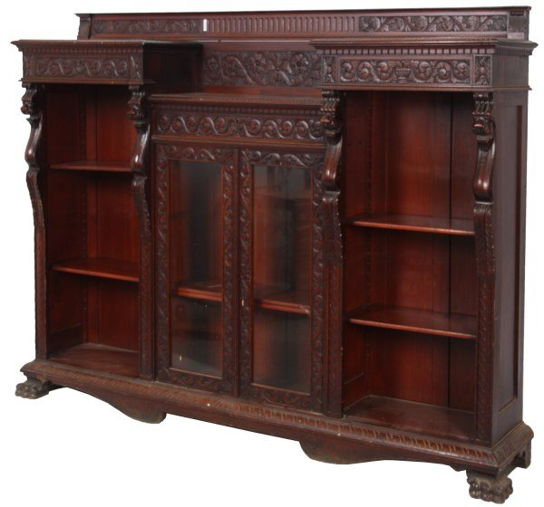Griffin Carved Mahogany Bookcase (1 of 10)