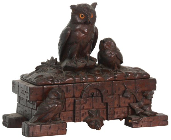 Black Forest Figural Owl Carved Box (1 of 10)