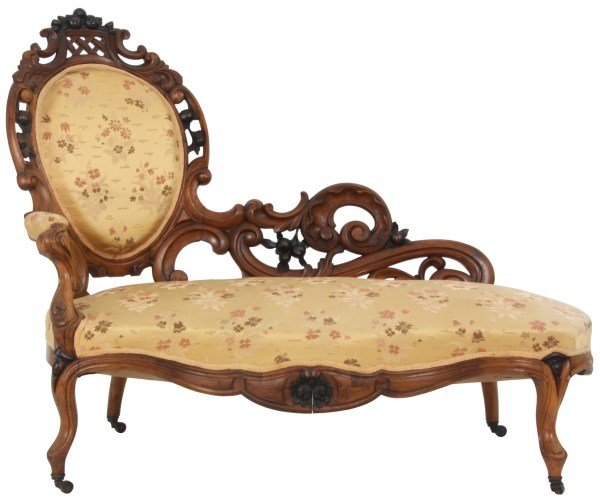 Victorian Carved Walnut Recamier (1 of 10)