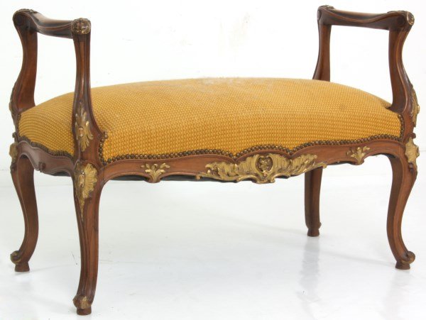 Carved Walnut Window Bench (1 of 8)