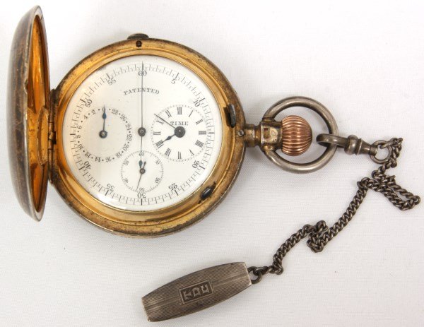 Sterling Hunter Case Chronograph Pocket Watch (1 of 5)