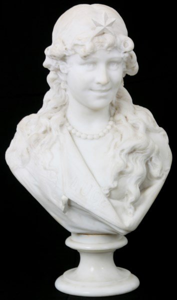 Signed A. Piazza Carrara Marble Bust Of A Woman (1 of 8)