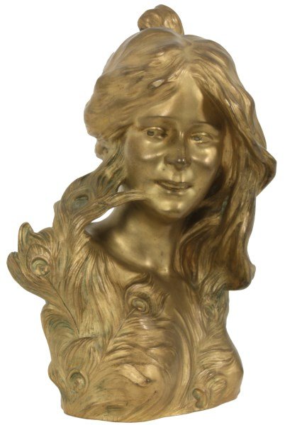 Signed L. Savine Bronze Female Bust (1 of 8)